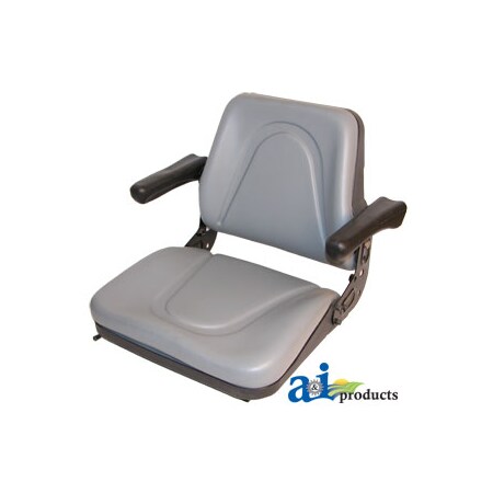 A & I Products Seat, Universal w/ Slide Track & Flip-Up Armrests, Plastic Pan, GRY VINYL 22.75" x12" x21" A-T500GY